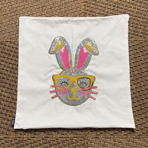 Handmade Easter Bunny Pillow Cover 18x18 | Spring Throw Pillow Cover